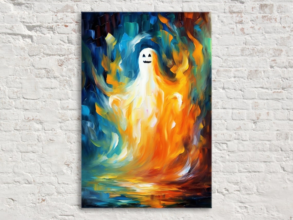 Boo Tifully Adorable Halloween Cute Ghost Wall Art Giclee Print On Gallery Wrapped Artist Available In Extra Large Sizes