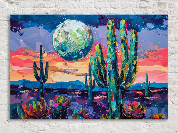 Celestial Sands Desert Night Collage Art Giclee Print On Gallery Wrapped Artist Ready To Hang Available In Extra Large Sizes