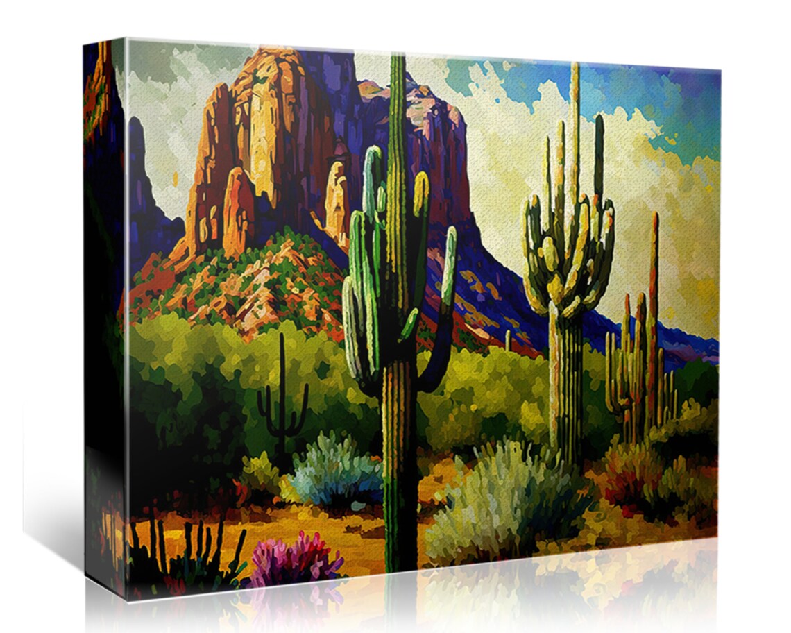 Desert Cactus Southwestern Landscape Art Print - Image 4