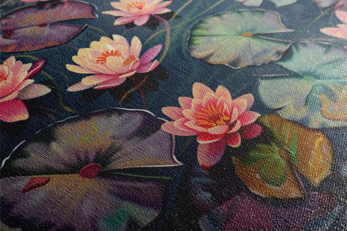 Water Lilies Art Realism Style Botanical Decor Gallery Wrapped Gicle Print Ready To Hang Available In Extra Large Sizes - Image 2