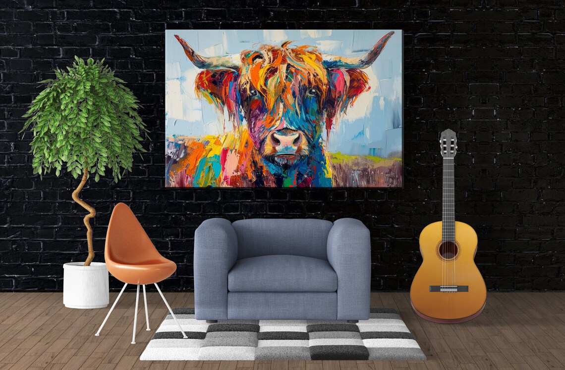 Highland Cow Majesty, Rustic Farmhouse Art Print - Image 3