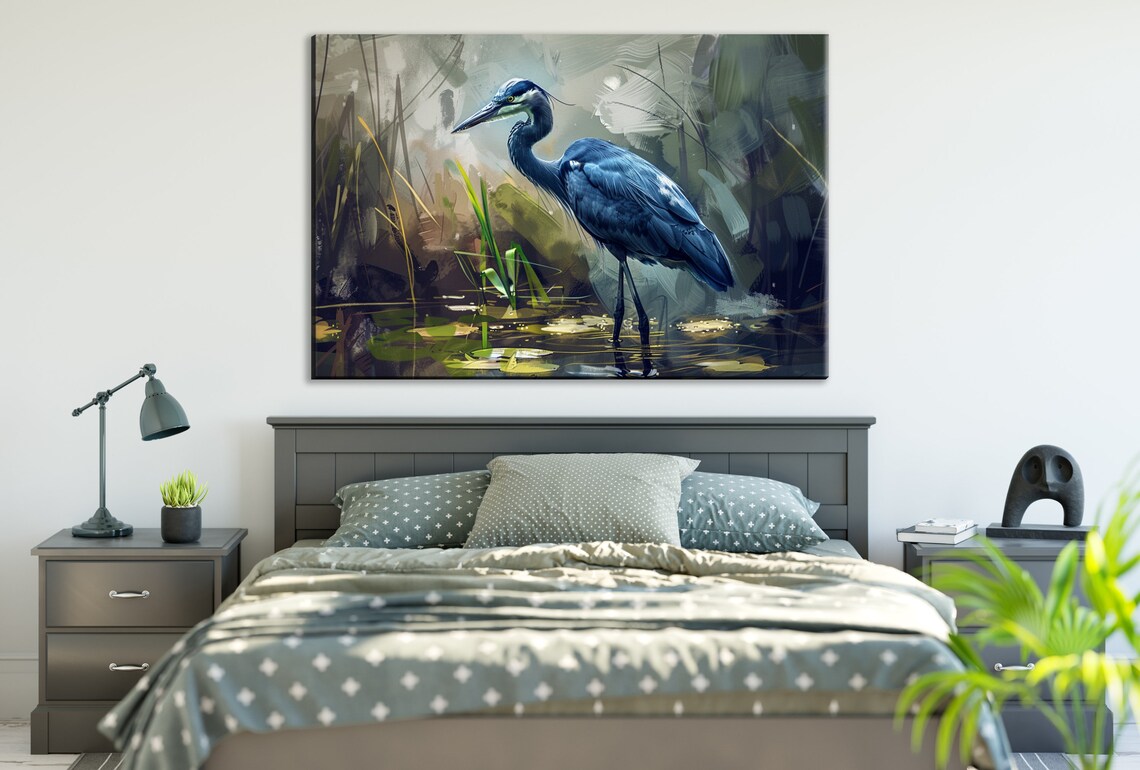 Blue Heron Wetland Marsh Wildlife Poster Print - Image 2