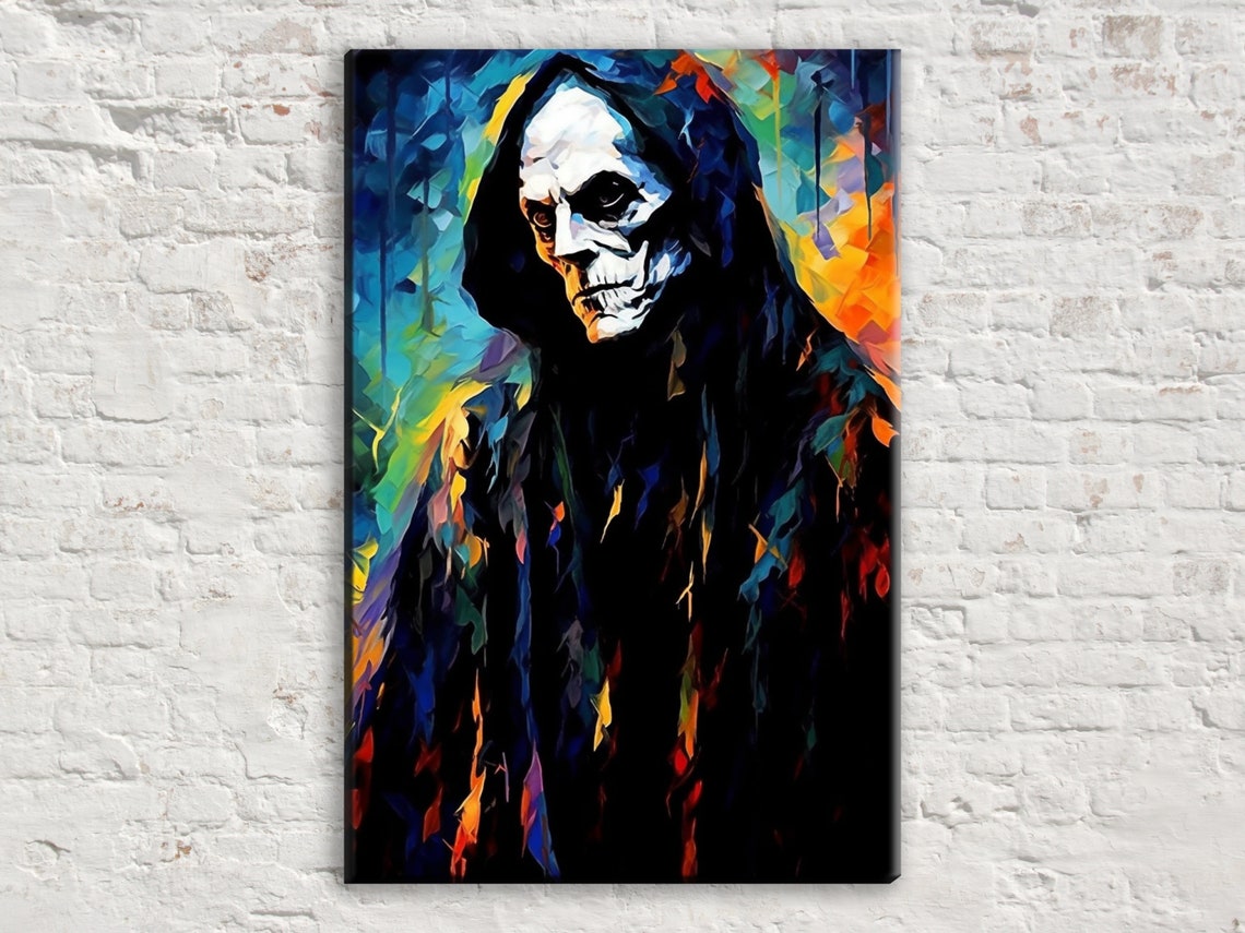 Dark Spooky Hooded Ghoul Skull Face Halloween Horror Art Poster