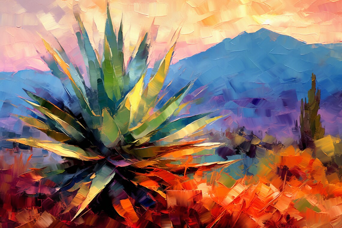 Abstract Agave Painting, Southwestern Desert Art Print - Image 5