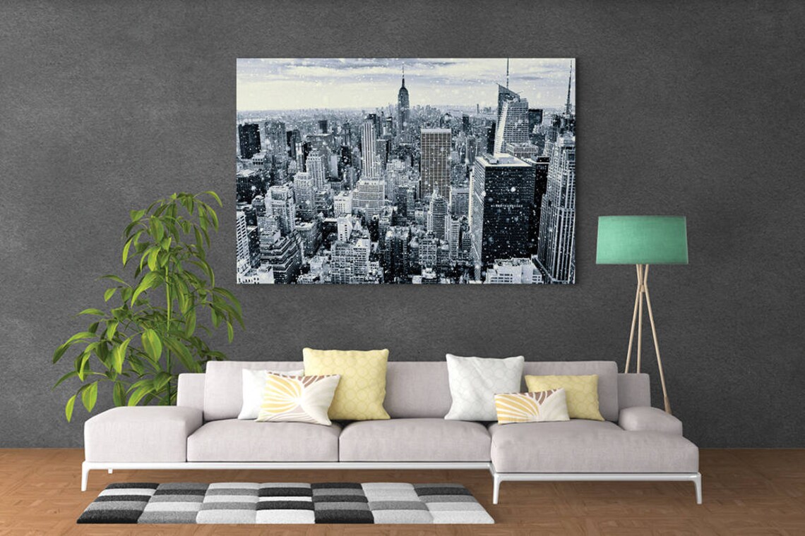 New York City Snowy Skyline Black And White Aerial Winter Poster - Image 3
