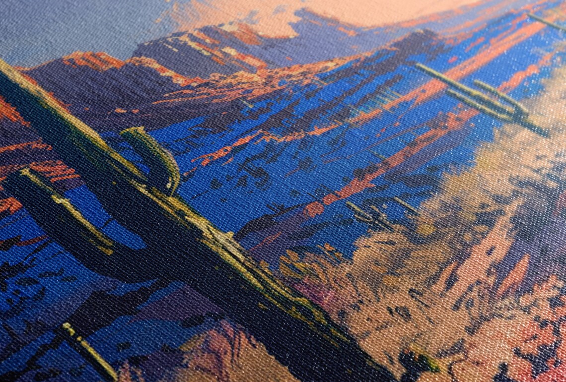 Desert Glow Saguaro Sunset Wall Art Print Giclee Print On Gallery Wrapped Artist Ready To Hang Available In Extra Large Sizes - Image 3