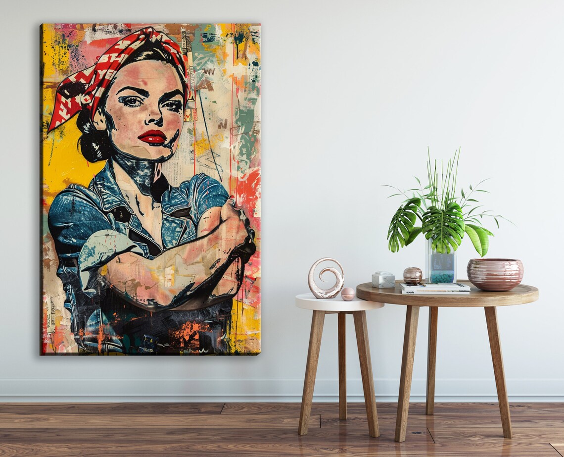 Rosie The Riveter Street Art Abstract Poster Print - Image 2
