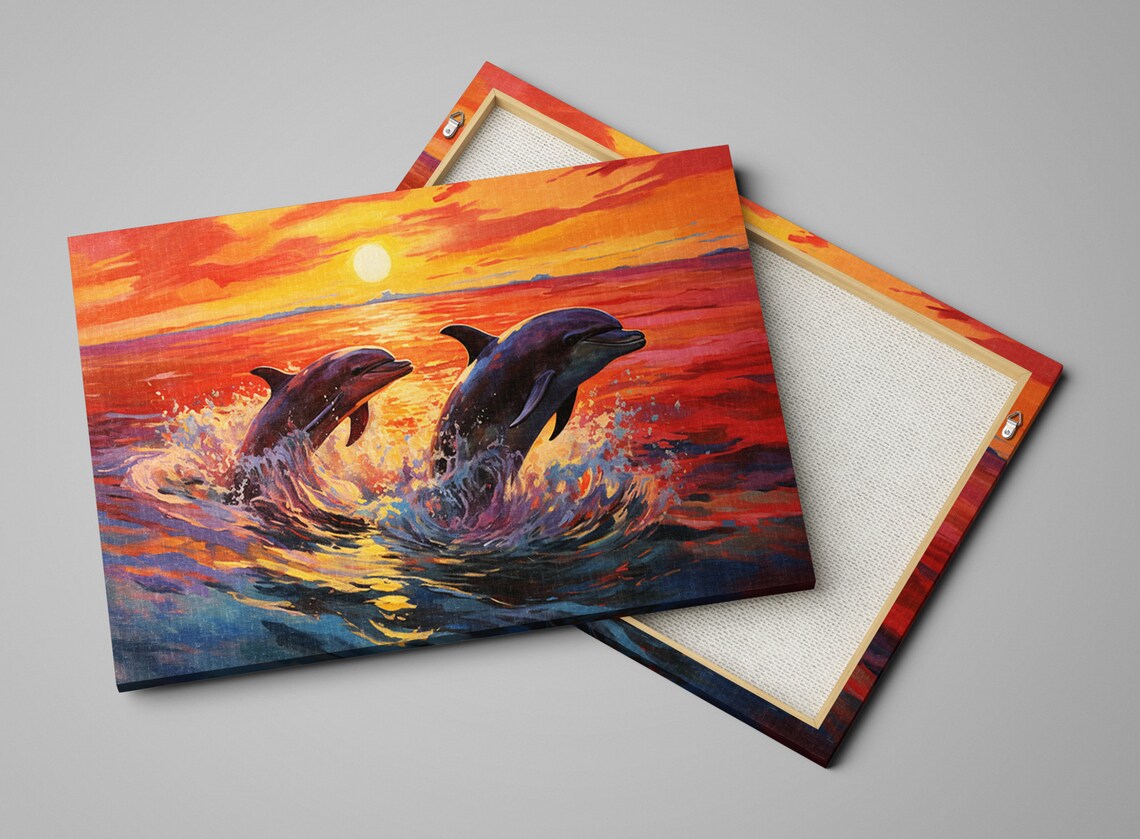 Playful Aquatic Partners, Dolphins Jumping From Ocean - Image 4