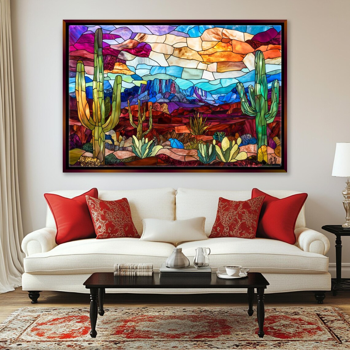 Arizona Desert Southwest Stained Glass Style Art Print - Image 4
