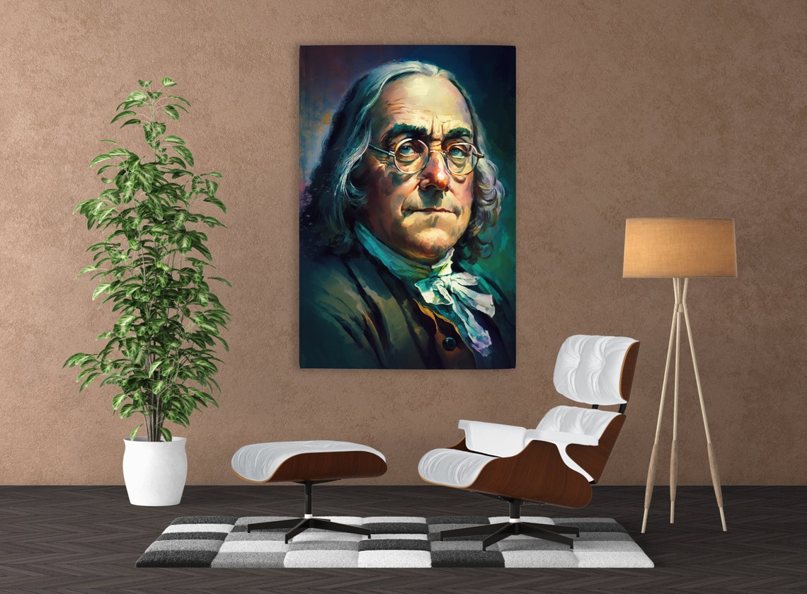 Benjamin Franklin Portrait Painterly Historical Founding Father Print - Image 4