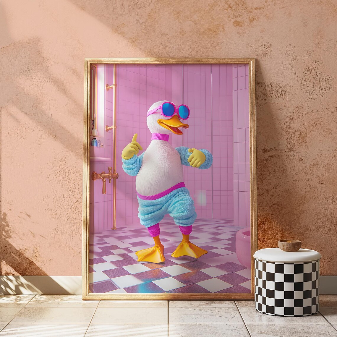 Funny Bathroom Wall Art Vintage Old Fashioned Print Duck Prints