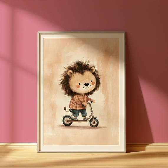 Nursery Wall Art Lion Print Cute Animal Poster Decor For Boys Room Prints And