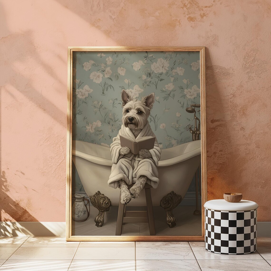 Terrier Bathroom Wall Art Prints Funny Dog Decor Pet Lover Gift