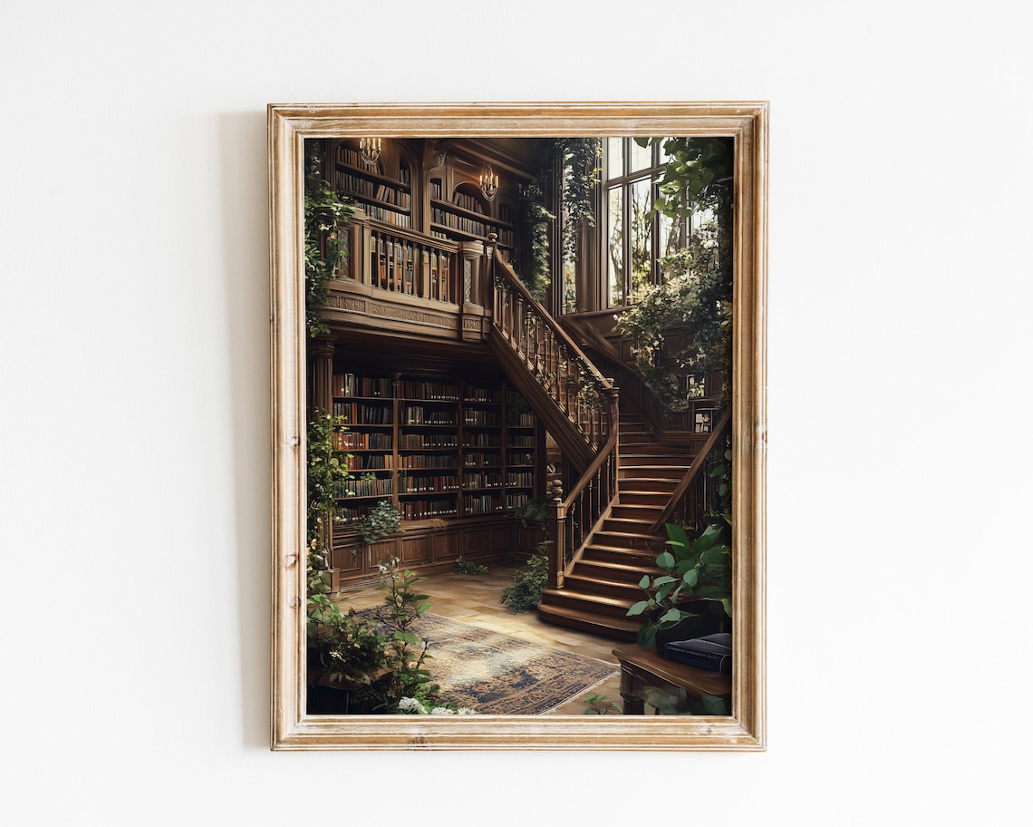 Floral Library Gothic Dark Academia Art Print