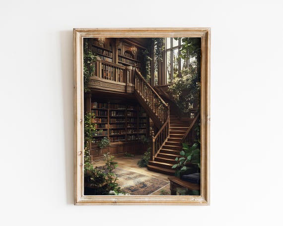 Floral Library Gothic Dark Academia Art Print