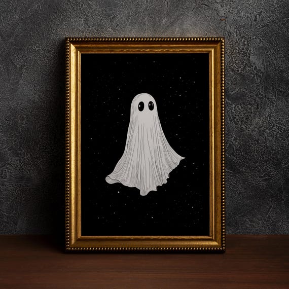 Cute Oil Paintinghalloween Wall Art Print Paint Spooky Decorhaunted Housefall Decor Seasonal Decorsingle Poster