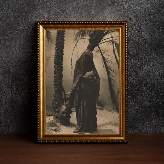 Veiled Druid in the Desert Sepia Old Photo Dark Academia Art Print