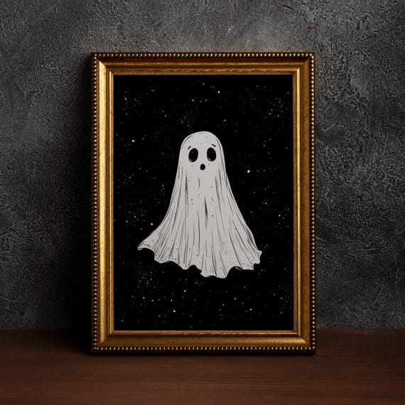 Cute Oil Paintinghalloween Wall Art Print Paint Spooky Decorhaunted Housefall Decor Seasonal Decorsingle Poster