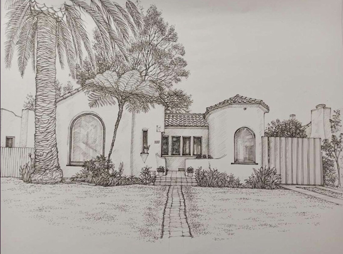 Hand Drawn House Portraits, Personalized Memories - Image 3