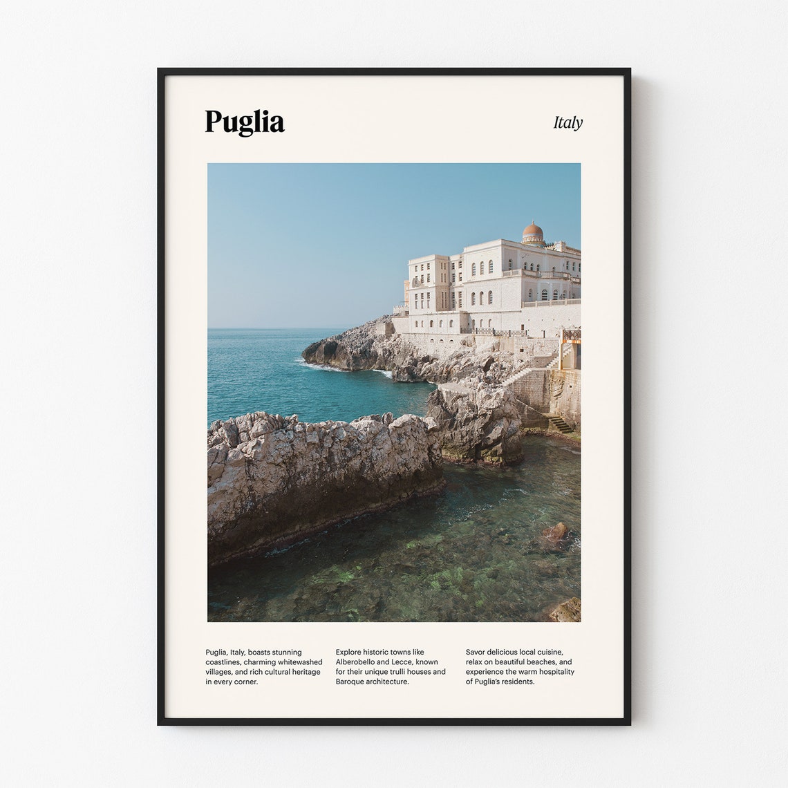 Puglia Travel Art Italy Wall Print Puglia Poster Italian Artwork Puglia Photo Decor Puglia Wall Decor Italy Travel Poster
