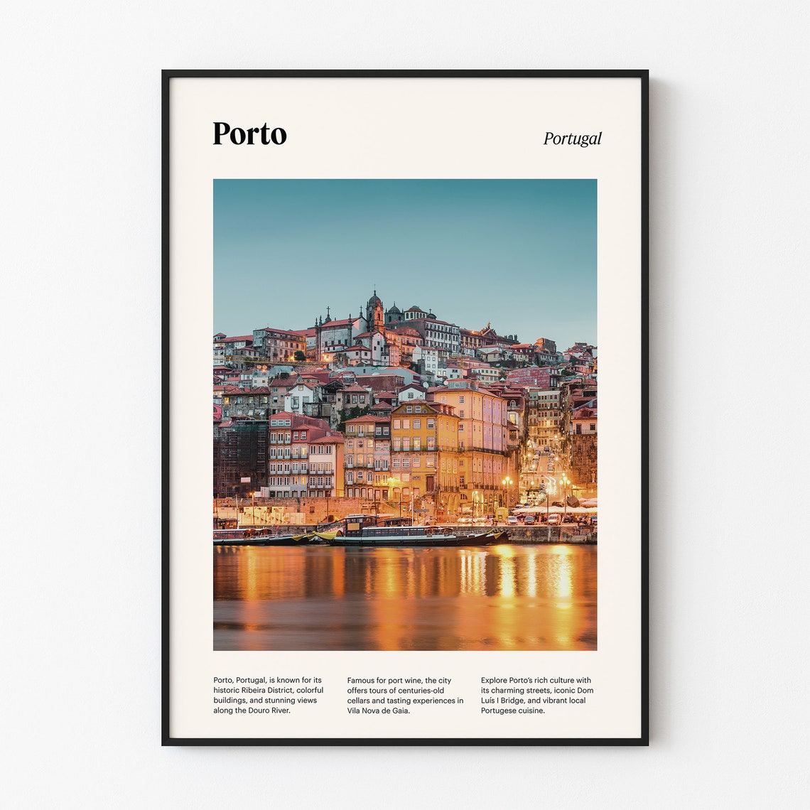 Porto Travel Poster Porto City Print Portugal Wall Art Porto Skyline Decor European City Art Porto Photography Portugal Print