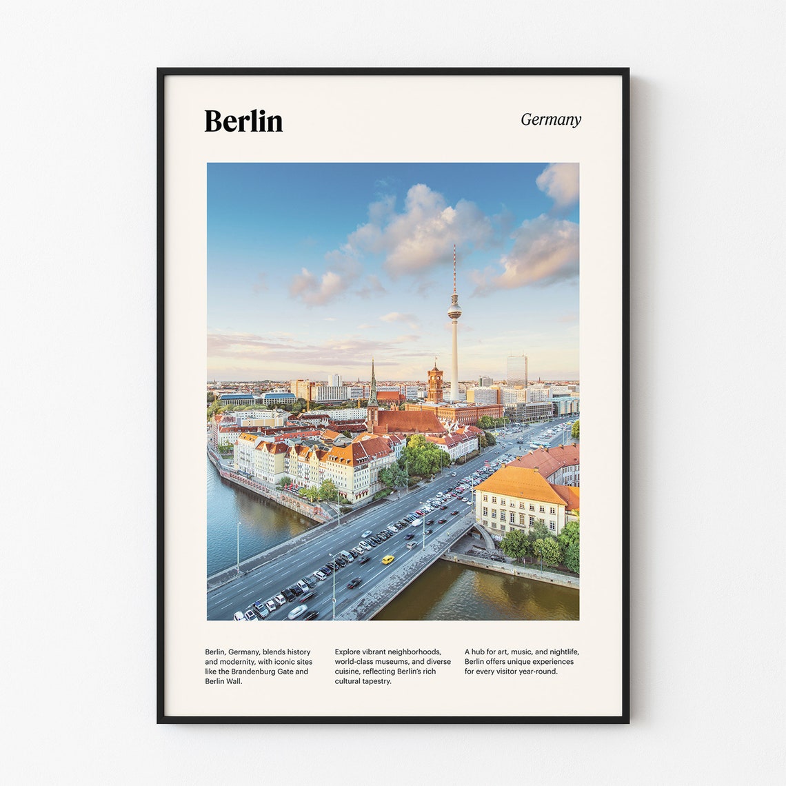 Berlin Germany TV Tower Riverside Cityscape Aerial View Travel Poster - Image 4
