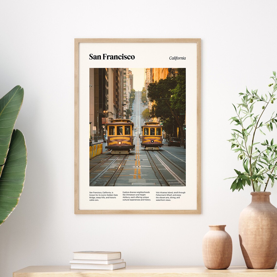 San Francisco Historic Cable Cars Dusk Street Scene View Poster