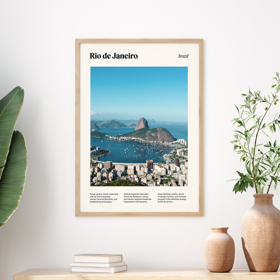 Rio de Janeiro Sugarloaf Mountain Guanabara Bay View Travel Poster