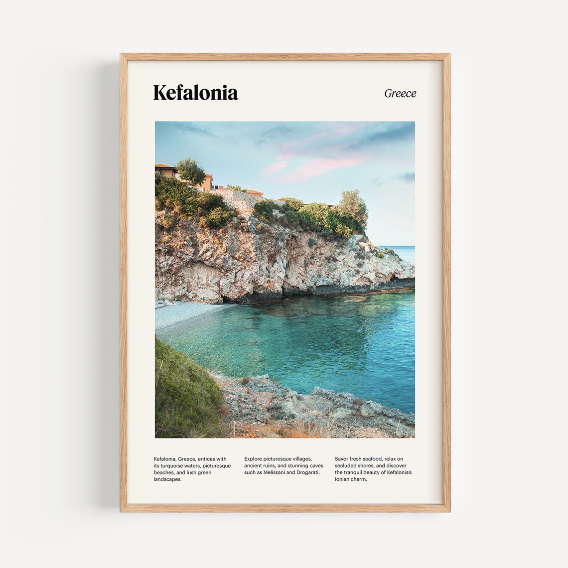 Kefalonia Ionian Rocky Cove Turquoise Waters Greece Travel Poster - Image 4