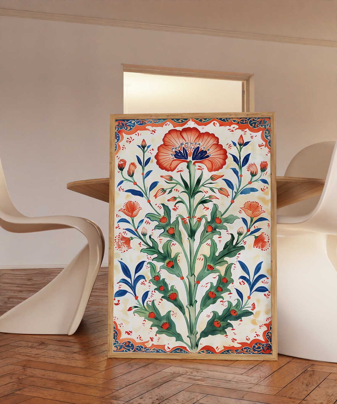 Ottoman Turkish Carnation Floral Symmetrical Botanical Art Poster - Image 2