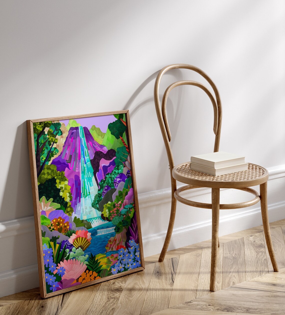 Abstract Waterfall Patchwork Art Print, Living Room - Image 2
