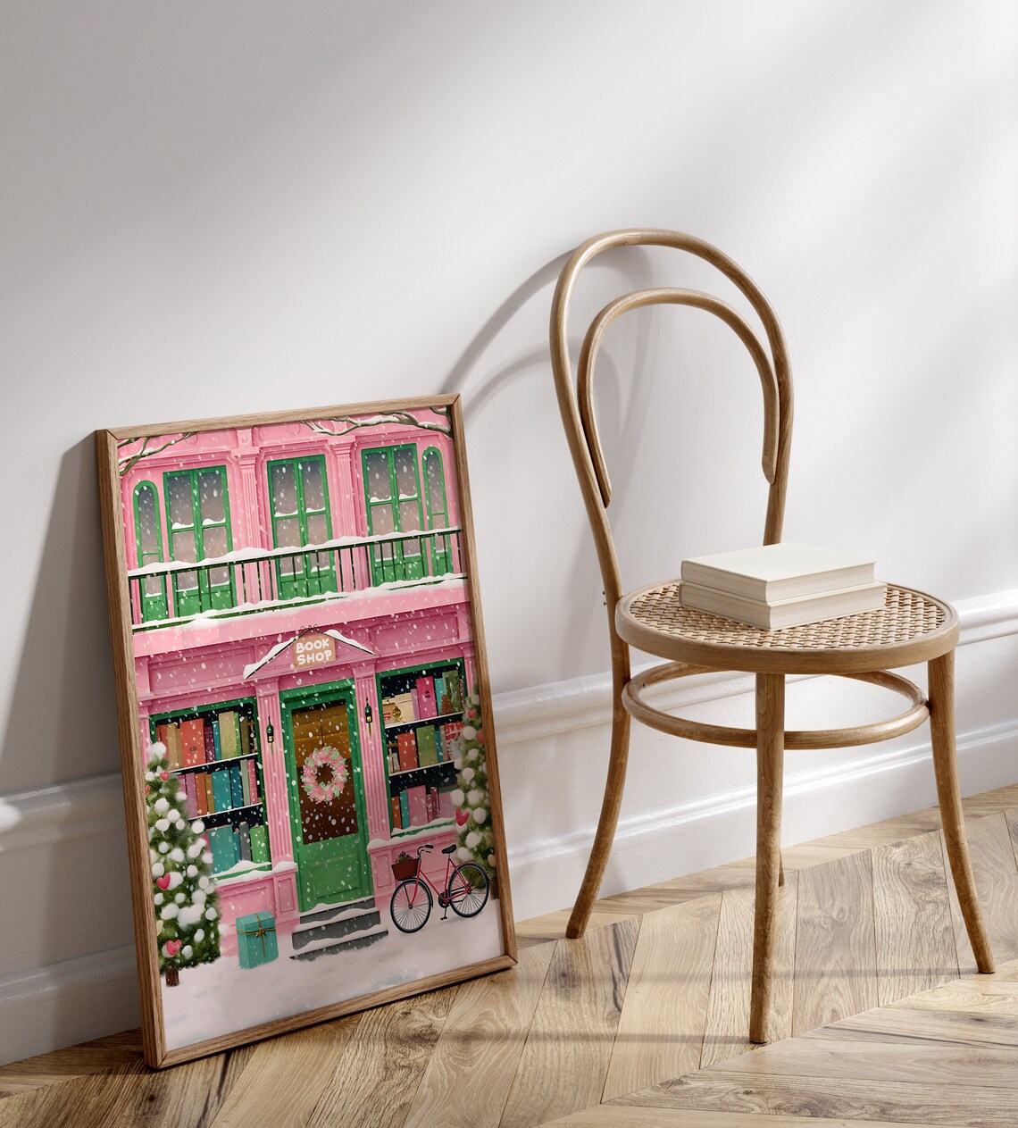 Snowy Christmas Bookshop, NYC Holiday Art Print - Image 4