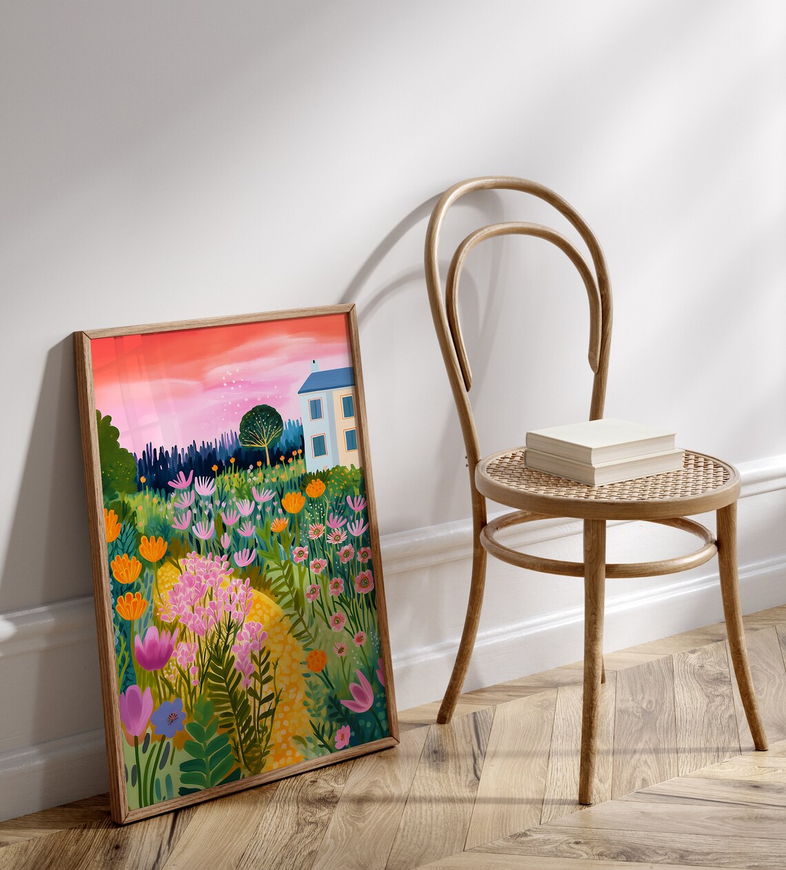 Flower Garden Drawing, Colorful Floral Art Print - Image 3
