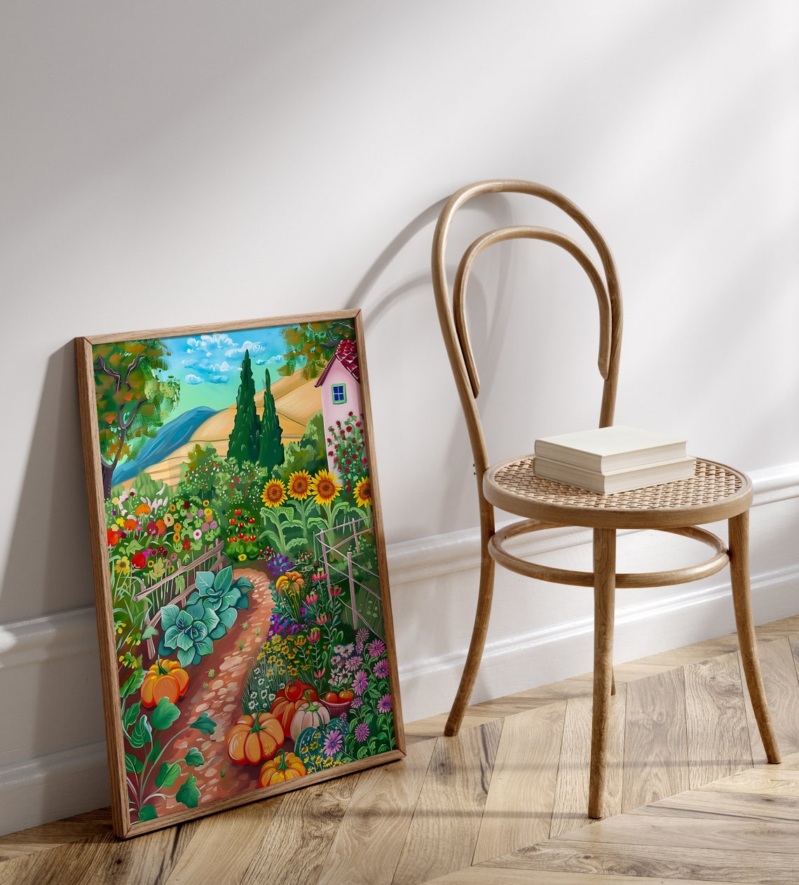 Sunny Cottage Vegetable Garden With Pumpkins Harvest Art Print - Image 2