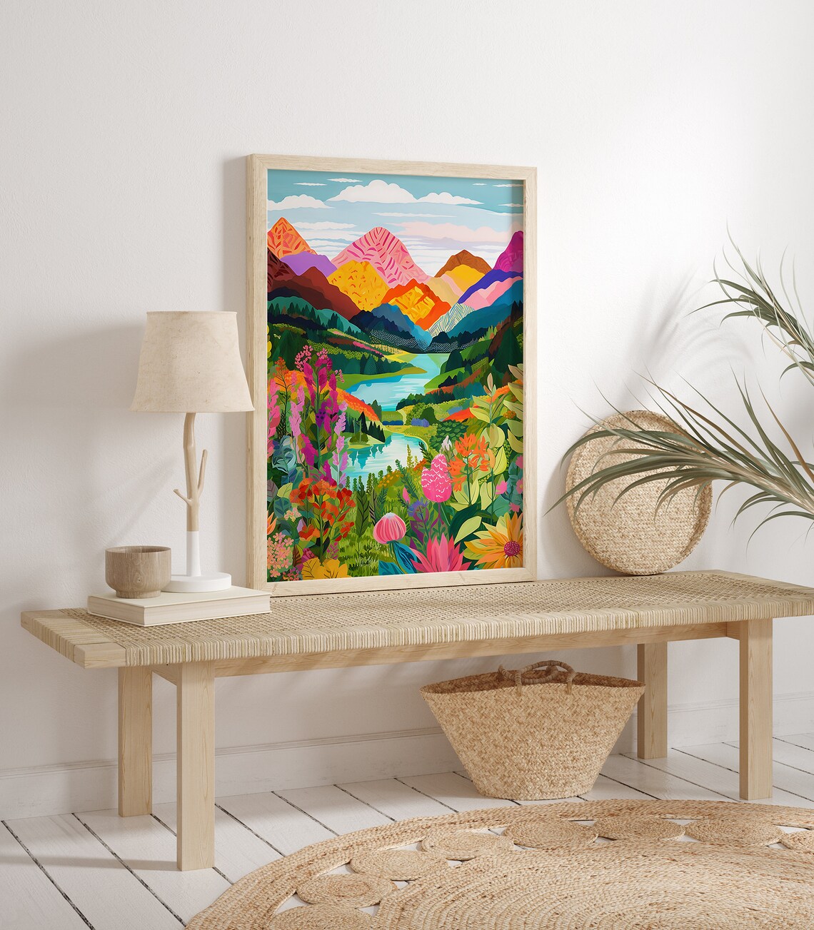Abstract Mountain Floral Art Print, Colorful Landscape - Image 3