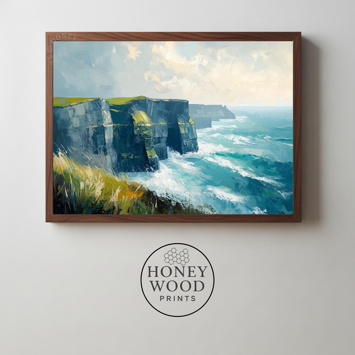Cliffs Of Moher Ireland Dramatic Sea Cliffs Oil Painting Coastal Art Poster