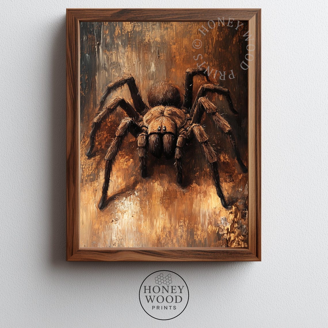 Tarantula Spider Emerging Dark Copper Textured Moody Wildlife Poster