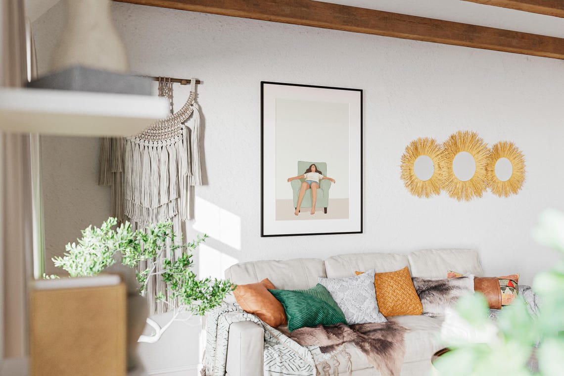 Mother Sleeping In Chair Watercolor Motherhood Rest Wall Art - Image 2