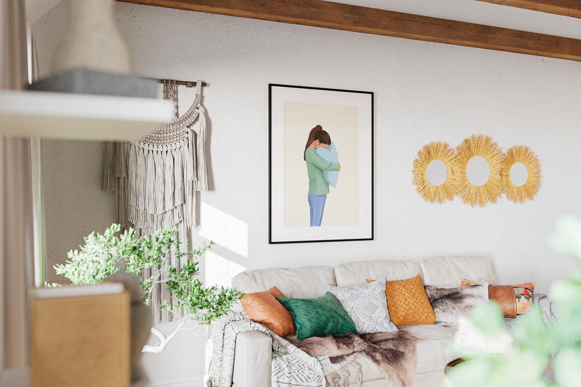Mom Pillow Talk Watercolor Motherhood Kitchen Illustration Poster - Image 2