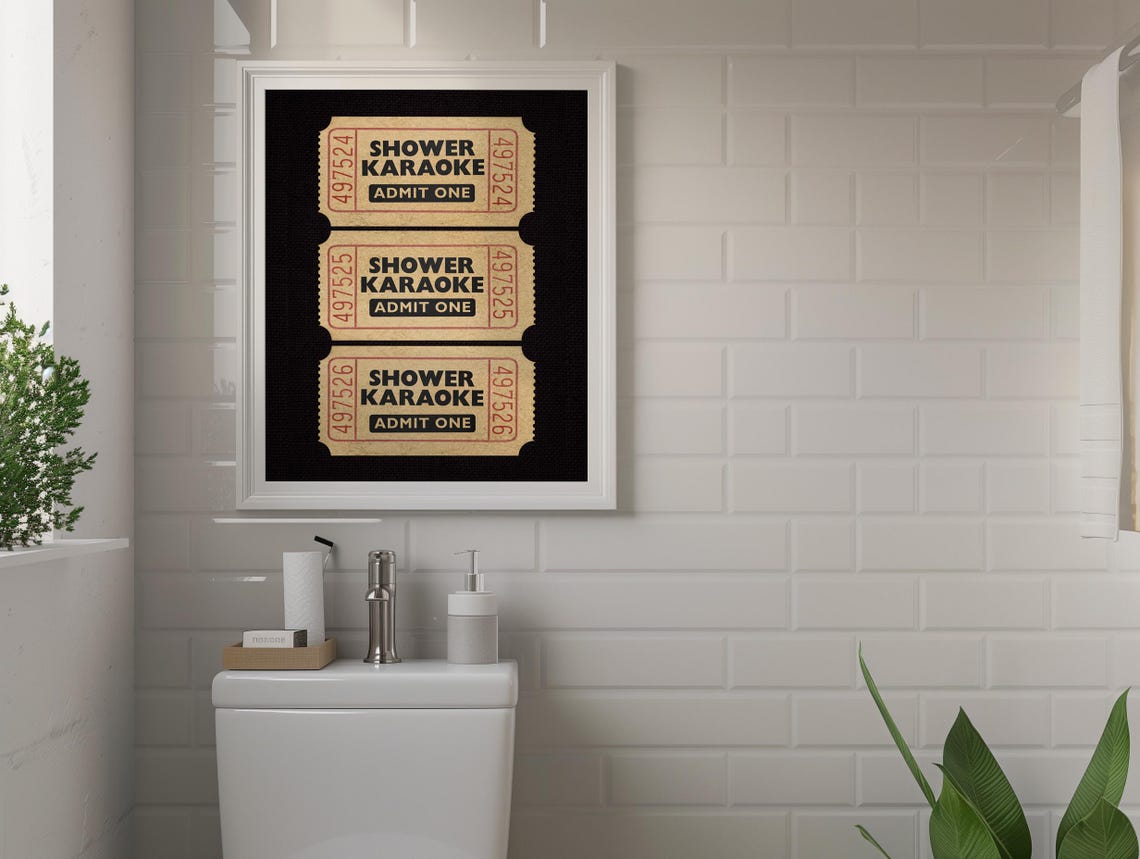 Shower Karaoke Admit One Funny Vintage Ticket Stub Trio Poster - Image 2