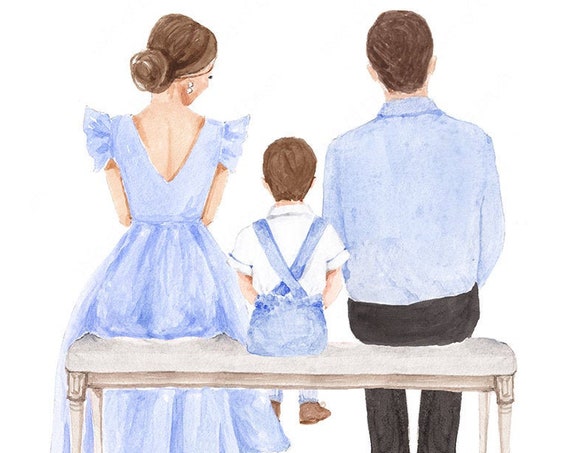 Father Mother Son Illustration Fathers Day Illustration Family Print Fashion Illustration