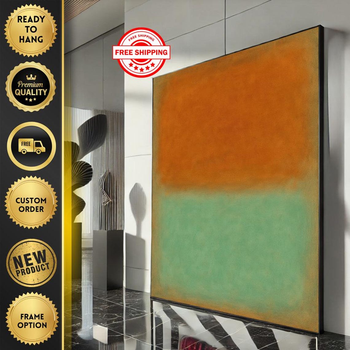 Rothko Style Orange Green Color Field Modern Abstract Poster
