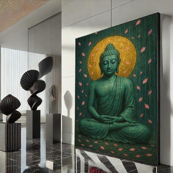 Calm Buddha Meditation Canvas Wall Art Print Spiritual Living Room Decor Ready To Hang