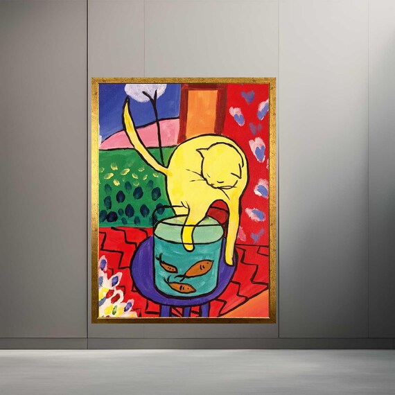 Henri Matisse Cat with Red Fish Colorful Fauvist Style Poster