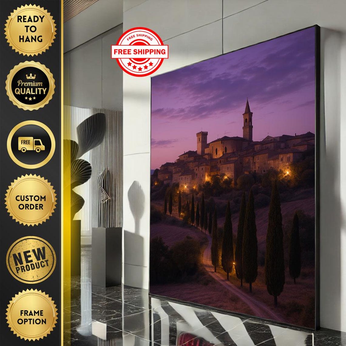 Italian Village Twilight Cypress Hills Landscape Artwork Poster