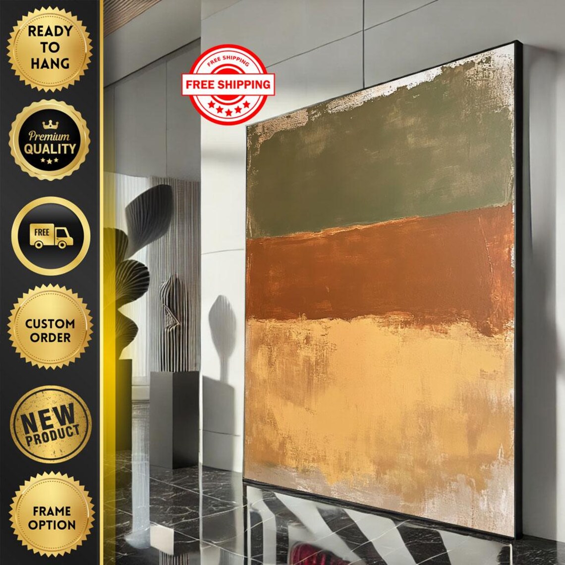 Mark Rothko Inspired Green Orange And Gold Earth Tone Field Poster