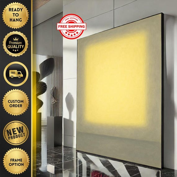 Rothko Style Yellow And Beige Canvas Wall Art Print Minimalist Living Room Decor Ready To Hang
