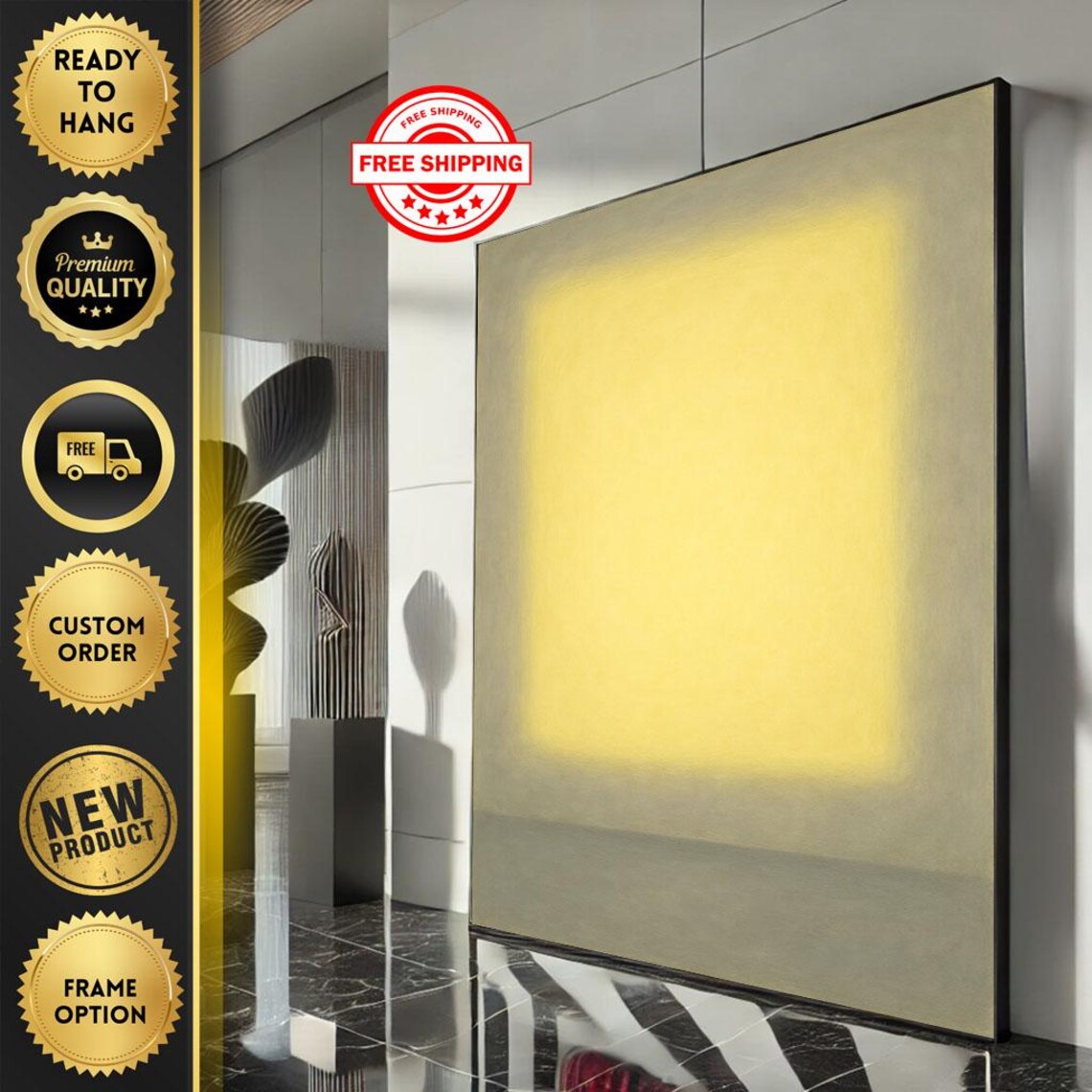 Rothko-Inspired Yellow and Beige Minimalist Abstract Art Poster