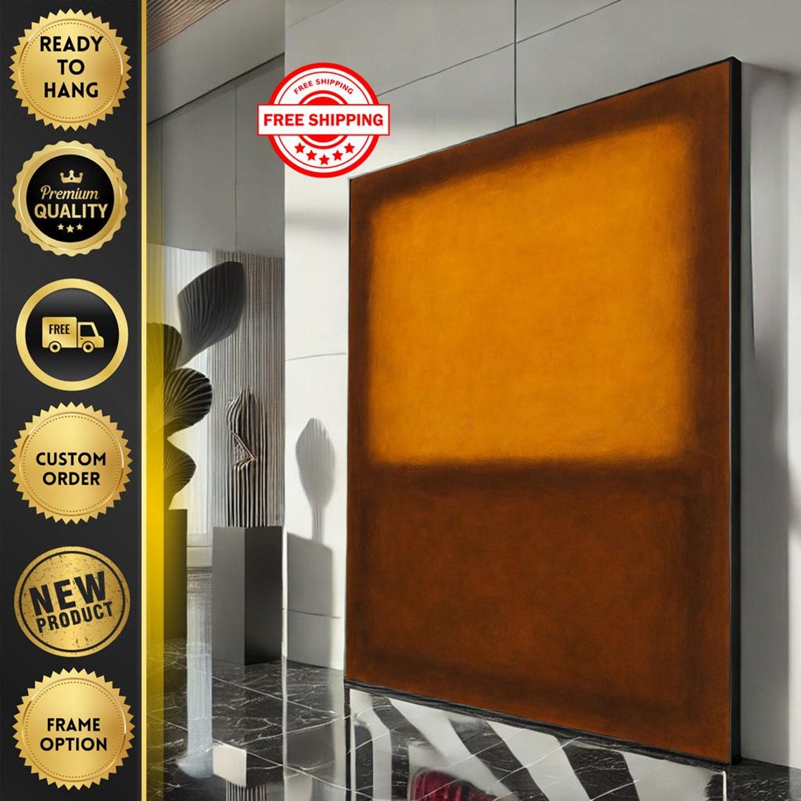 Rothko-Inspired Orange and Brown Warm Color Field Abstract Poster