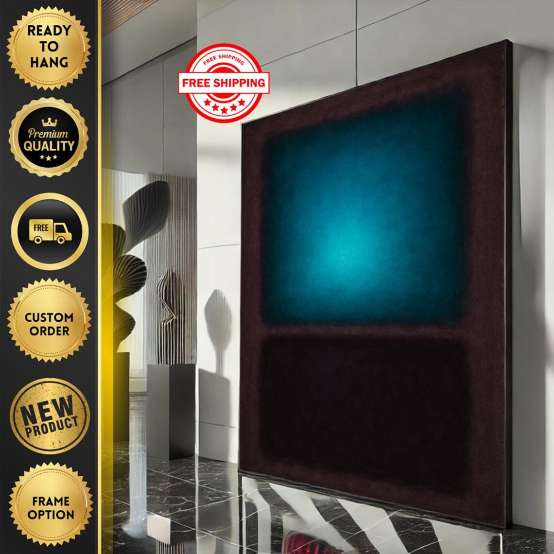 Teal Blue And Brown Rothko Style Color Field Abstract Poster